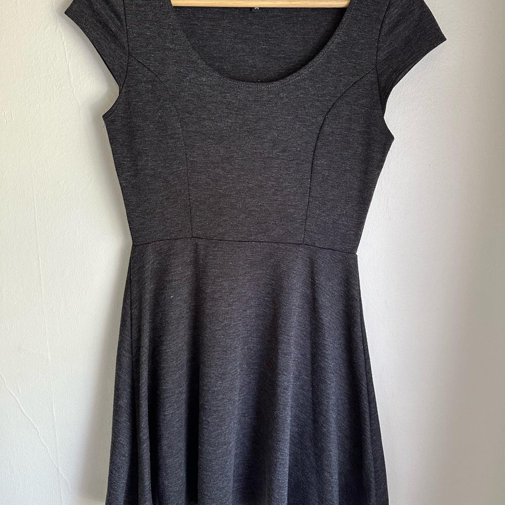 Vibe Actuvewear Charcoal Fit and Flare Cap Sleeve Mini Dress